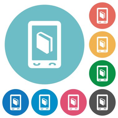 Mobil Sözlük düz beyaz simgeleri yuvarlak renkli arka planlar