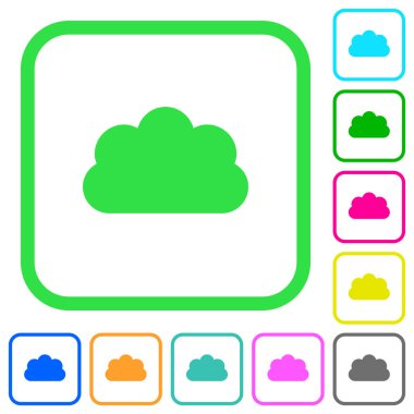 Beyaz arka plan üzerinde eğri sınırları bulut canlı renkli düz simgeler