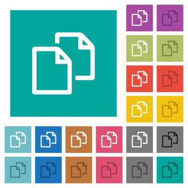 Düz simgeler düz kare arka plan üzerinde renkli belge çok kopyalayın. Beyaz ve koyu kutsal kişilerin resmi varyasyon hover veya etkin efektleri dahil.