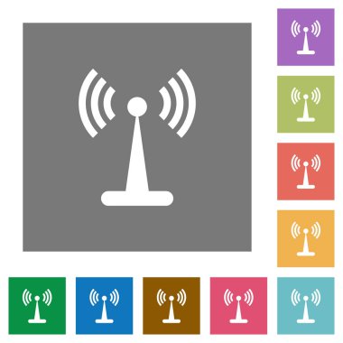 WLAN ağ düz simgeler basit renkli kare arka planlar üzerinde