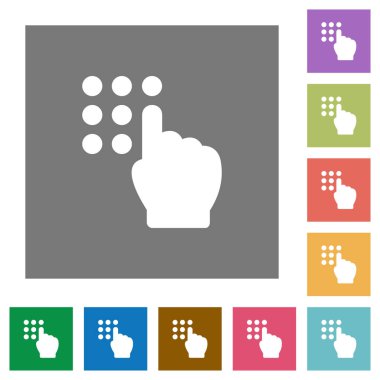 Güvenlik kodu düz simgeler basit renkli kare arka planlar yazarak