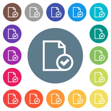 Belge yuvarlak renkli arka planlar üzerinde düz beyaz simgeler kabul. 17 arka plan renk değişimleri dahil.