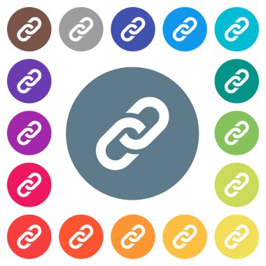 Yuvarlak renkli arka planlar üzerinde düz beyaz kutsal kişilerin resmi bağlantı. 17 arka plan renk değişimleri dahil.