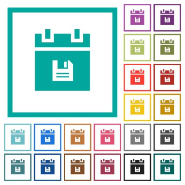 Zamanlama verileri düz renk simgeleri çeyreği çerçevelerle beyaz zemin üzerine kaydedin.