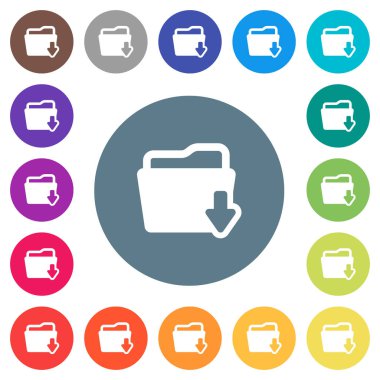 Download yuvarlak renkli arka planlar üzerinde klasör düz beyaz simgeler. 17 arka plan renk değişimleri dahil.