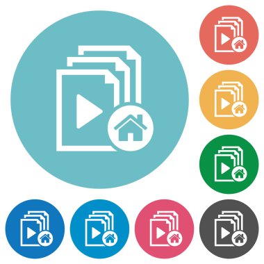 Varsayılan çalma listesi düz beyaz simgeleri yuvarlak renkli arka planlar