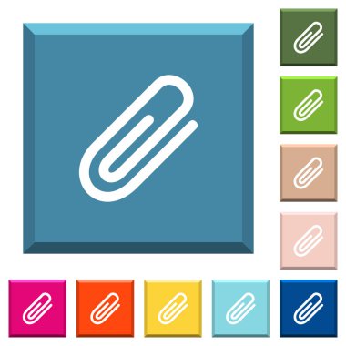 Eki beyaz simgeleri çeşitli moda renklerde ucu keskin kare düğmeleri