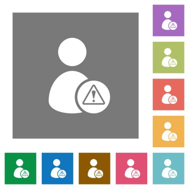 Kullanıcı hesabı uyarı düz simgeler basit kare arka planlar renk