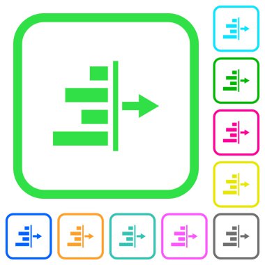 Beyaz arka plan üzerinde eğri sınırları içinde içerik canlı renkli düz simgelerin sağ girinti azalt