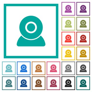 Webcam düz renk simgeleri beyaz arka plan üzerinde çeyreği çerçeveli