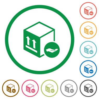 Paket sigorta düz renk simgeleri özetliyor beyaz arka plan üzerinde yuvarlak