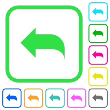 Beyaz arka plan üzerinde eğri sınırları içinde canlı renkli düz simgeler posta yanıtlama