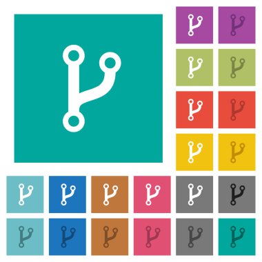 Kodu çatal çok düz simgeler düz kare arka plan üzerinde renkli. Beyaz ve koyu kutsal kişilerin resmi varyasyon hover veya etkin efektleri dahil.