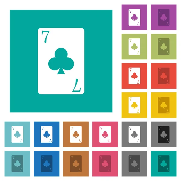Sete Cartões Clubes Multi Colorido Ícones Planos Fundos Quadrados Simples —  Vetores de Stock
