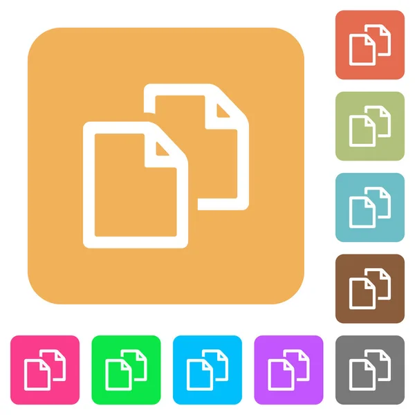 Copy Document Flat Icons Rounded Square Vivid Color Backgrounds — Stock Vector