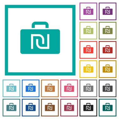 İsrail Yeni Şekeli çanta düz renk kutsal kişilerin resmi ile çeyreği kare beyaz arka plan üzerinde