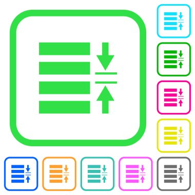 Satır aralığı canlı renkli düz simgeler beyaz arka plan üzerinde eğri sınırları ayarlama