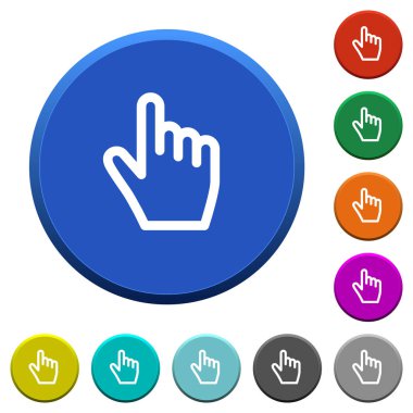 El imleci renk eğimli düğmeleri pürüzsüz yüzeylerde ve düz beyaz simgeler ile yuvarlak