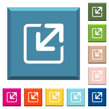 Pencere beyaz simgeleri çeşitli moda renklerde ucu keskin kare düğmeleri yeniden boyutlandırma