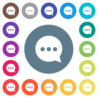 Sohbet düz beyaz simgeler yuvarlak renkli arka planlar üzerinde çalışıyor. 17 arka plan renk değişimleri dahil.