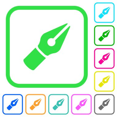 Beyaz arka plan üzerinde eğri sınırları içinde düz simgeler vektör kalem canlı renkte