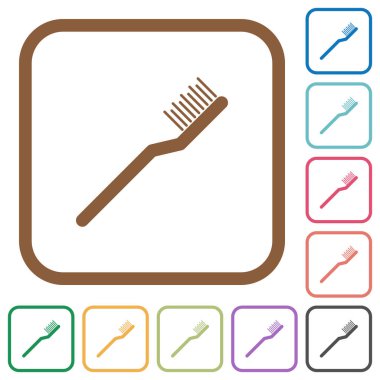 Diş fırçası basit simgeler renkli kare kare beyaz arka plan üzerinde yuvarlak