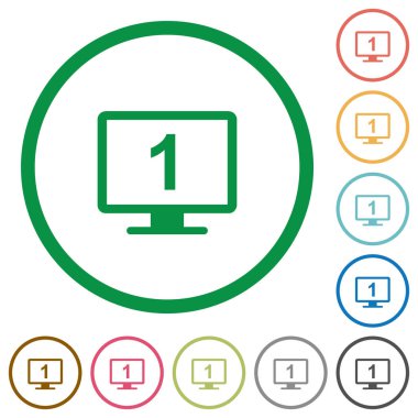 Birincil ekran düz renk simgeleri beyaz arka plan üzerinde yuvarlak özetliyor