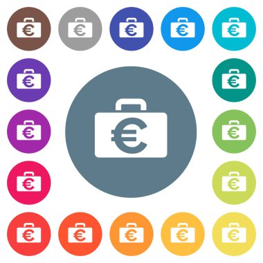 Euro çanta düz beyaz simgeleri yuvarlak renkli arka planlar. 17 arka plan renk değişimleri dahil.
