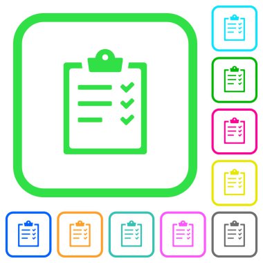 Beyaz arka plan üzerinde eğri sınırları içinde düz simgeler görev listesi canlı renkte