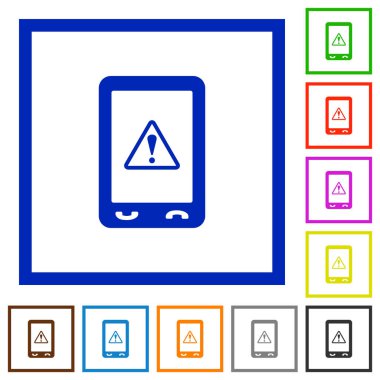 Mobil veri trafiği düz renk simgeleri beyaz arka plan üzerinde kare kare