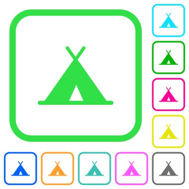 Beyaz arka plan üzerinde eğri sınırları çadır canlı renkli düz simgeler