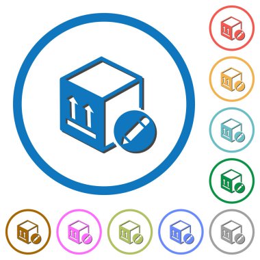 Paket beyaz arka plan üzerinde yuvarlak özetliyor gölgelerde ile düz renk vektör simgeleri Düzenle