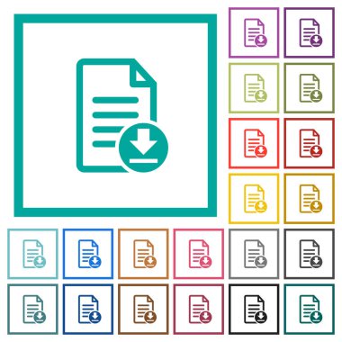 Download belge düz renk simgeleri beyaz arka plan üzerinde çeyreği çerçeveli