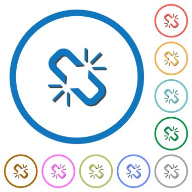 Düz renk vektör simgeler beyaz arka plan üzerinde yuvarlak özetliyor gölgelerde ile bağlantısını kaldır