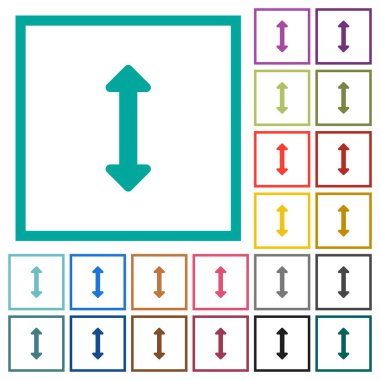 Beyaz arka plan üzerinde çeyreği çerçevelerle dikey düz renk simgelerini yeniden boyutlandırmak