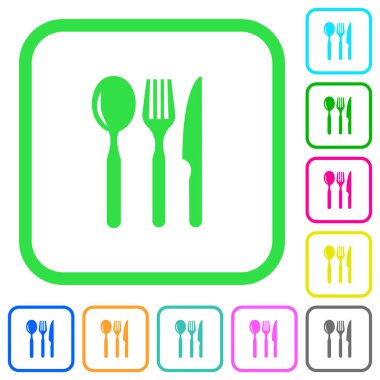 Beyaz arka plan üzerinde eğri sınırları Restoran canlı renkli düz simgeler