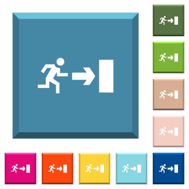 Çıkış işareti simgeleri çeşitli moda renklerde ucu keskin kare düğmeleri beyaz