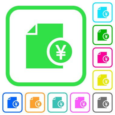 Yen mali eğri sınırları içinde canlı renkli düz simgeler beyaz arka plan üzerinde rapor.