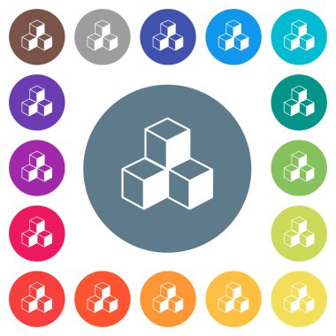 Yuvarlak küpleri düz beyaz simgeler üzerinde renkli arka planlar. 17 arka plan renk değişimleri dahil.