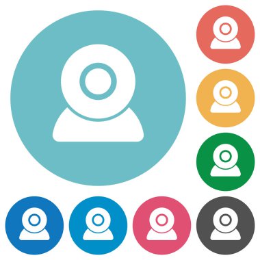 Webcam düz beyaz simgeleri yuvarlak renkli arka planlar