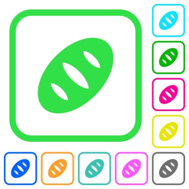 Beyaz arka plan üzerinde eğri sınırları ekmek canlı renkli düz simgeler