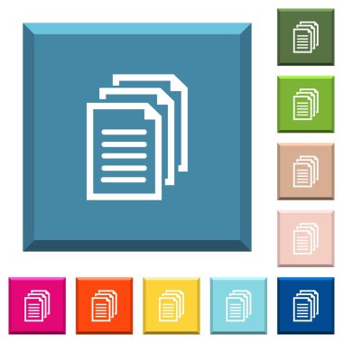 Birden çok belge simgeleri çeşitli moda renklerde ucu keskin kare düğmeleri beyaz