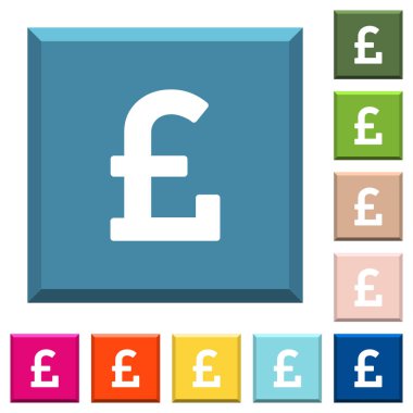 Pound işareti simgeleri çeşitli moda renklerde ucu keskin kare düğmeleri beyaz