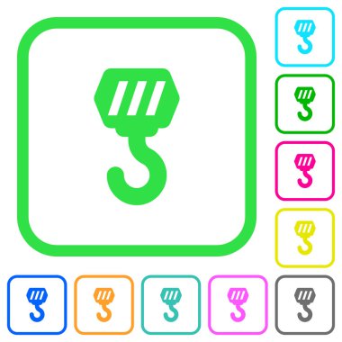 İnşaat beyaz arka plan üzerinde eğri sınırları içinde canlı renkli düz simgeler kanca