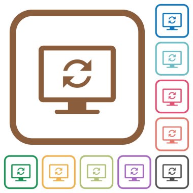Yenile ekran basit simgeler renkli kare kare beyaz arka plan üzerinde yuvarlak
