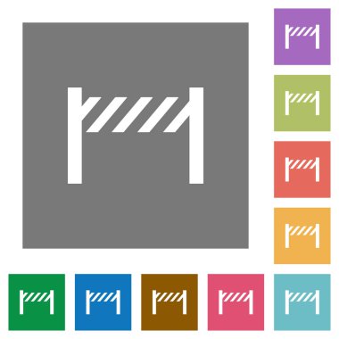 Yolun kapatılması çit düz simgeler basit renkli kare arka planlar