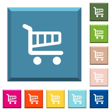 Tek sepeti beyaz simgeleri çeşitli moda renklerde ucu keskin kare düğmeleri