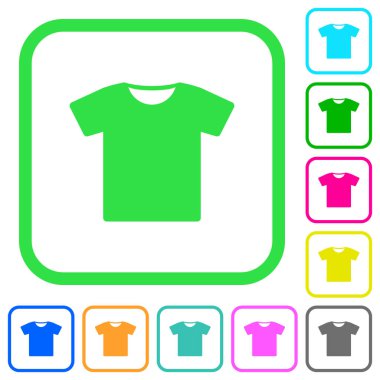Beyaz arka plan üzerinde eğri sınırları T-shirt canlı renkli düz simgeler
