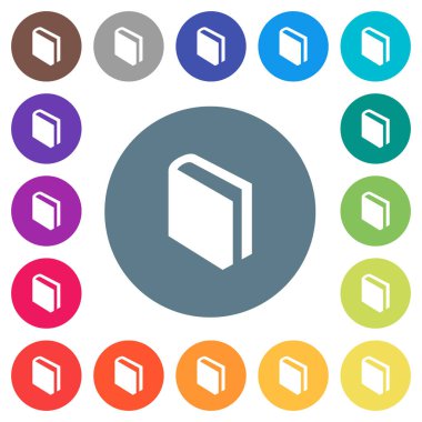 Yuvarlak renkli arka planlar tek kitap düz beyaz simgeleri. 17 arka plan renk değişimleri dahil.