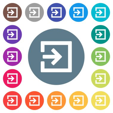 İle almak düz beyaz ok simgelerini yuvarlak renkli arka planlar üzerinde içinde. 17 arka plan renk değişimleri dahil.